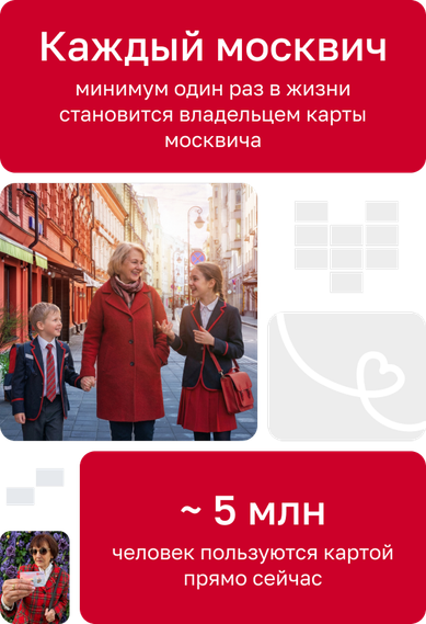 Каждый москвич минимум один раз в жизни становится владельцем карты — около 5 миллионов человек пользуются картой прямо сейчас